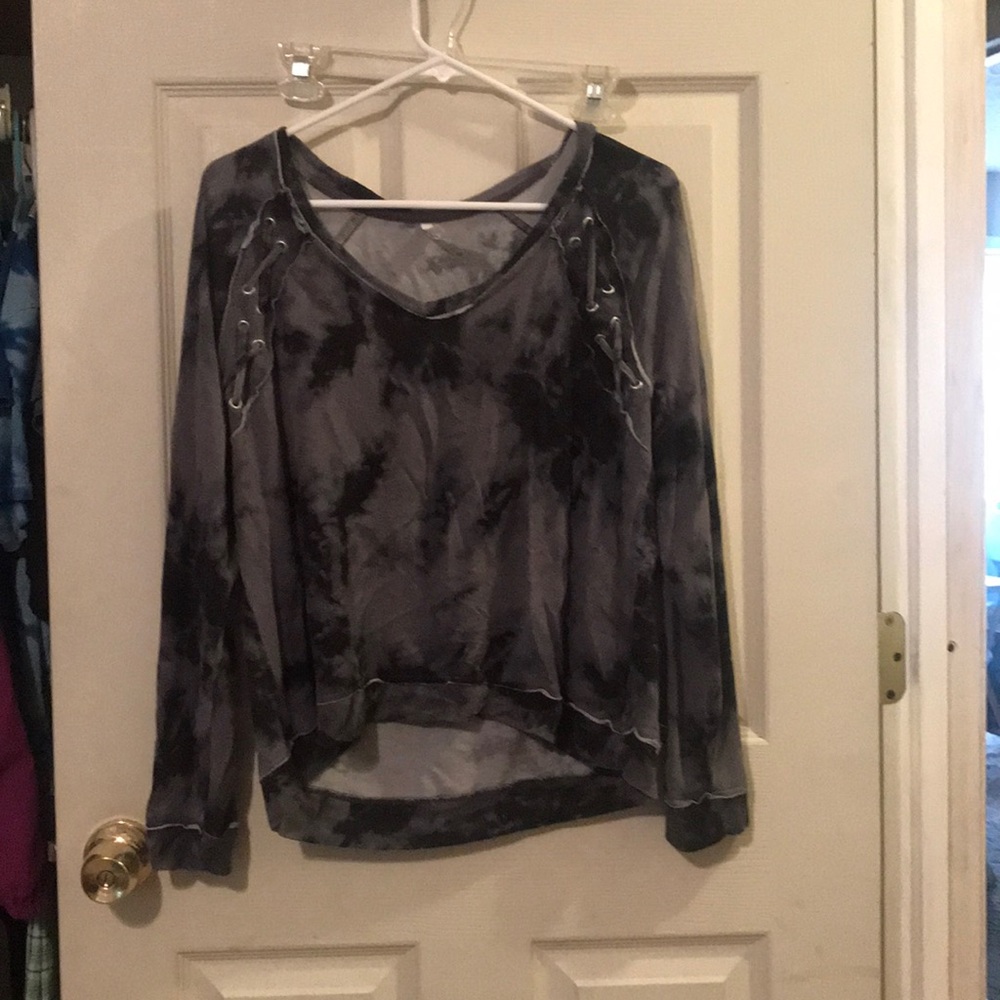 Black Tie-Dye Top